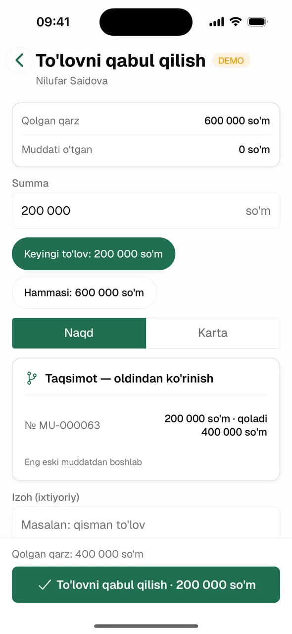 Telefonda nasiya toʻlovi