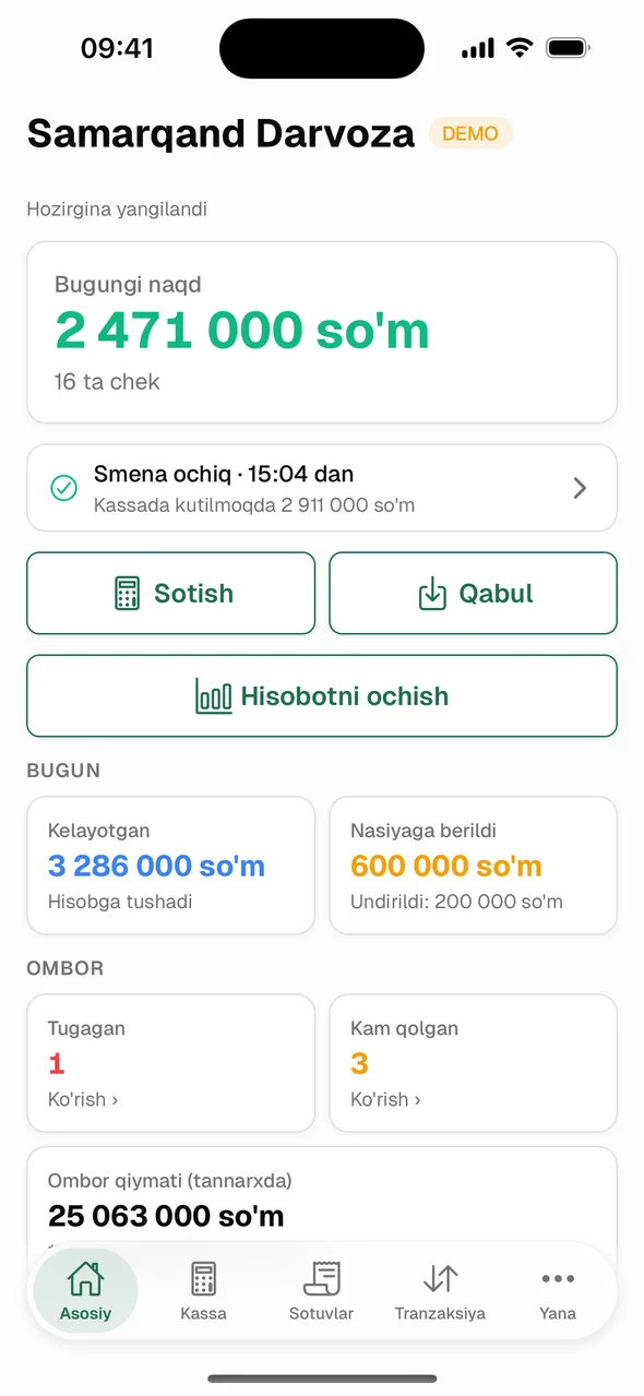 Telefonda bugungi naqd