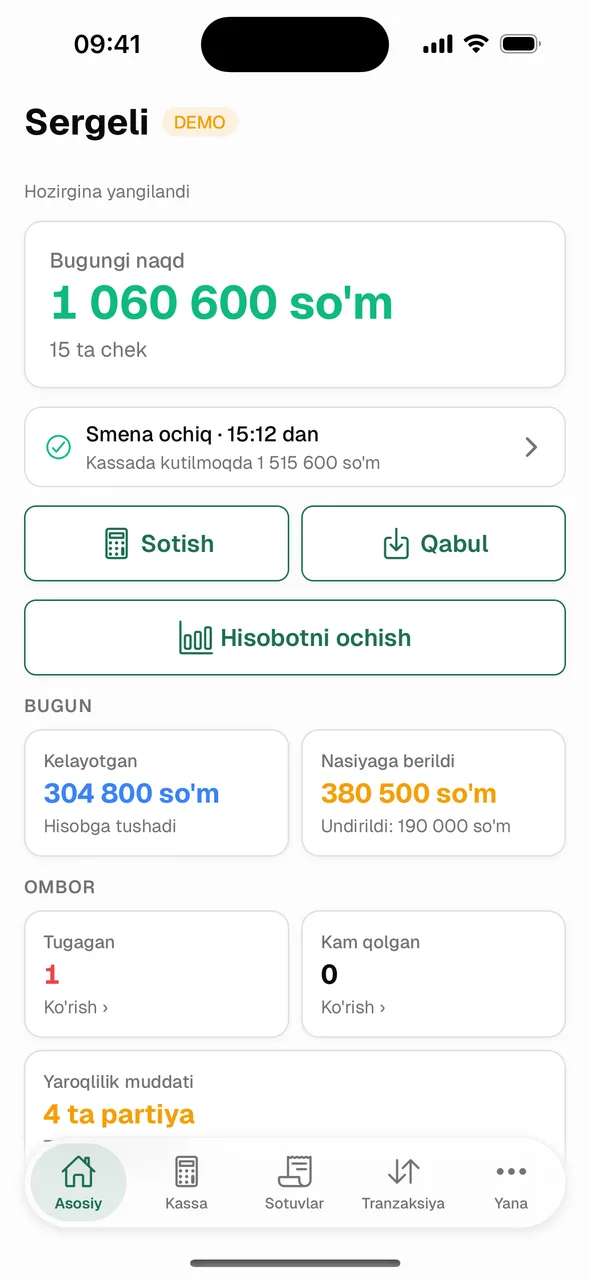 Telefonda bugungi naqd